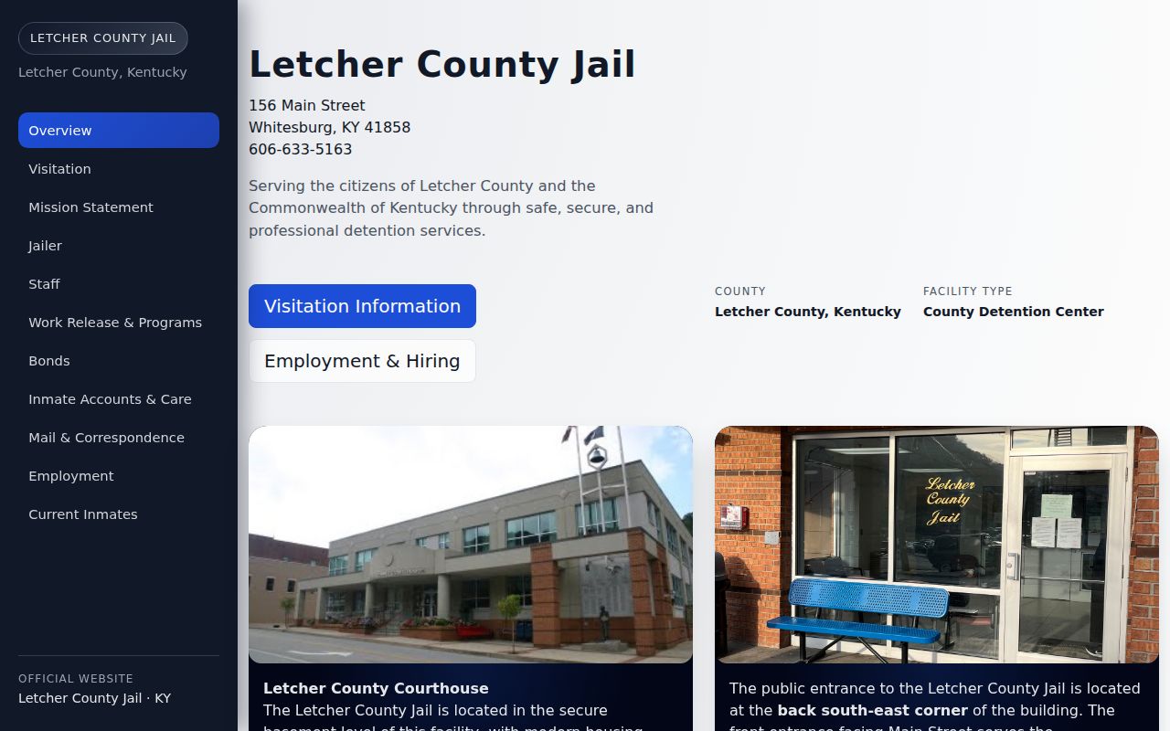 Letcher County Jail official arrest information landing page